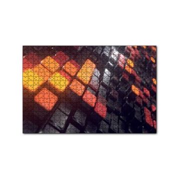 Cakapuzzle Turuncu ve Siyah Küpler Döşeme 120 Parça Ahşap Puzzle