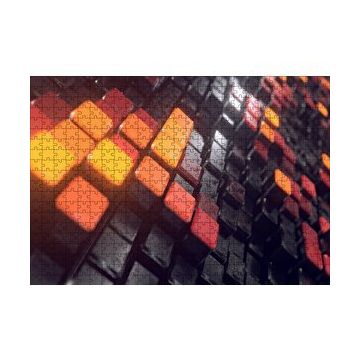 Cakapuzzle Turuncu ve Siyah Küpler Döşeme 120 Parça Ahşap Puzzle