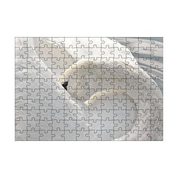 Cakapuzzle Tüylerini Temizleyen Zarif Beyaz Kuğu 120 Parça Ahşap Puzzle