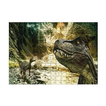 Cakapuzzle Tyrannosaurus Rex ve Raptor Nehir Kenarında 120 Parça Ahşap Puzzle
