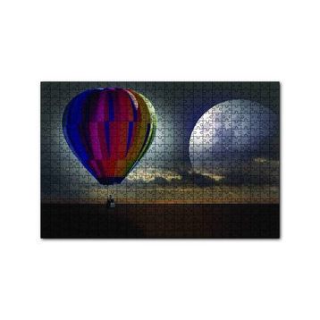 Cakapuzzle Uçan Balon Ufukta Ay Görseli 120 Parça Ahşap Puzzle