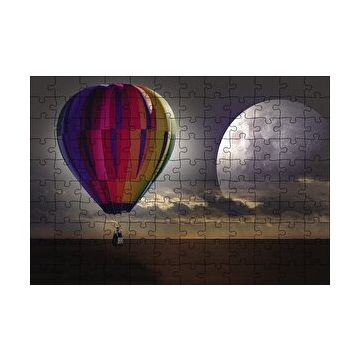 Cakapuzzle Uçan Balon Ufukta Ay Görseli 120 Parça Ahşap Puzzle
