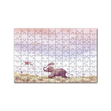 Cakapuzzle Uçurtma Uçuran Kız ve Renk Püsküren Fil 120 Parça Ahşap Puzzle