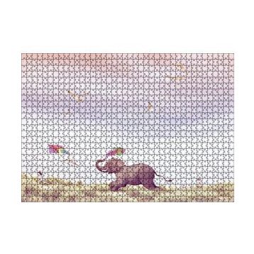Cakapuzzle Uçurtma Uçuran Kız ve Renk Püsküren Fil 120 Parça Ahşap Puzzle