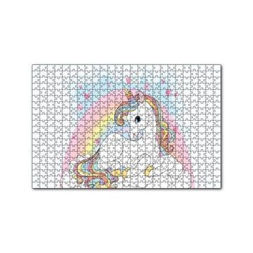 Cakapuzzle Unicorn Bulutlar ve Kalpler 120 Parça Ahşap Puzzle