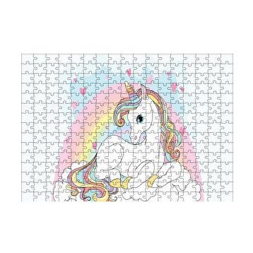 Cakapuzzle Unicorn Bulutlar ve Kalpler 120 Parça Ahşap Puzzle