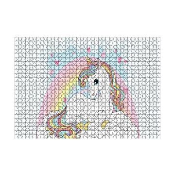 Cakapuzzle Unicorn Bulutlar ve Kalpler 120 Parça Ahşap Puzzle