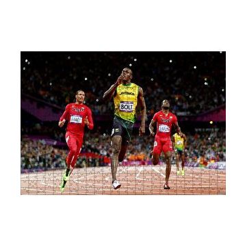 Cakapuzzle Usain Bolt Zaferi Jamaika Sprint Sporları 120 Parça Ahşap Puzzle
