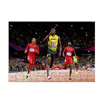 Cakapuzzle Usain Bolt Zaferi Jamaika Sprint Sporları 120 Parça Ahşap Puzzle