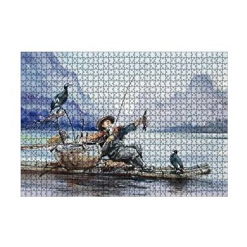 Cakapuzzle Uzakdoğulu Balıkçı ve Karabataklar 120 Parça Ahşap Puzzle