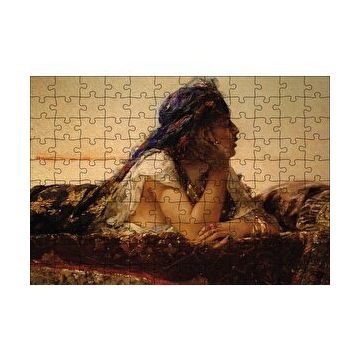 Cakapuzzle Uzanan Kadın Yağlıboya 120 Parça Ahşap Puzzle