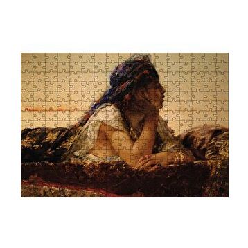 Cakapuzzle Uzanan Kadın Yağlıboya 120 Parça Ahşap Puzzle