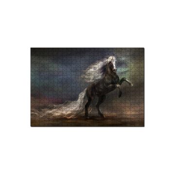 Cakapuzzle Uzun Yeleli Şahlanan At Görseli 120 Parça Ahşap Puzzle