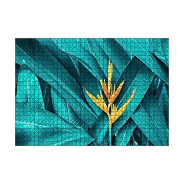 Cakapuzzle Uzun Yeşil Yapraklar ve Sarı Çiçek 120 Parça Ahşap Puzzle