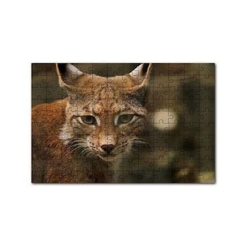 Cakapuzzle Vaşak Yakın Çekim Flu Arkaplan 120 Parça Ahşap Puzzle
