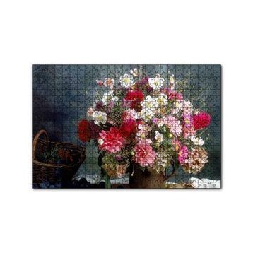 Cakapuzzle Vazo Sepet Renk Renk Bahar Çiçekleri Görseli 120 Parça Ahşap Puzzle