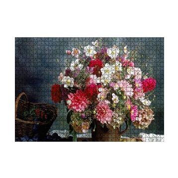 Cakapuzzle Vazo Sepet Renk Renk Bahar Çiçekleri Görseli 120 Parça Ahşap Puzzle