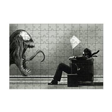 Cakapuzzle Venom ve Koltukta Oturan Adam 120 Parça Ahşap Puzzle