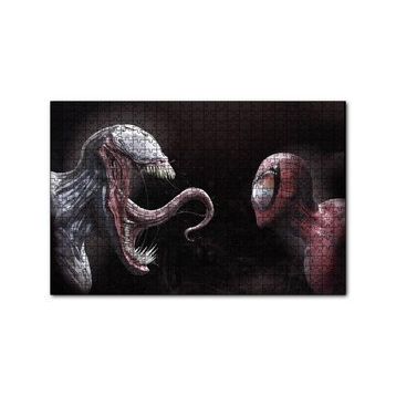 Cakapuzzle Venom ve Örümcek Adam Dijital Çizim 120 Parça Ahşap Puzzle