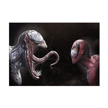 Cakapuzzle Venom ve Örümcek Adam Dijital Çizim 120 Parça Ahşap Puzzle