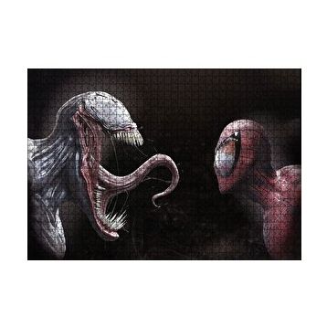Cakapuzzle Venom ve Örümcek Adam Dijital Çizim 120 Parça Ahşap Puzzle