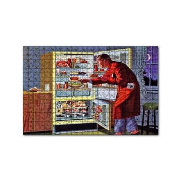 Cakapuzzle Vintage Buzdolabı ve Ropdöşambırlı Adam 120 Parça Ahşap Puzzle
