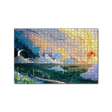 Cakapuzzle Yağlı Boya Resmi Manzara Ve Ay Görseli 120 Parça Ahşap Puzzle
