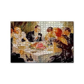Cakapuzzle Yağlıboya Görünümlü Yemek Masası ve Konuklar 120 Parça Ahşap Puzzle