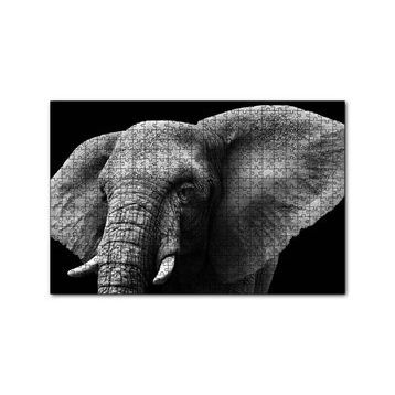 Cakapuzzle Yakın Plan Fil Siyah Beyaz 120 Parça Ahşap Puzzle