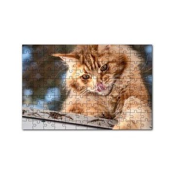 Cakapuzzle Yalanan Sarı Sevimli Kedi 120 Parça Ahşap Puzzle