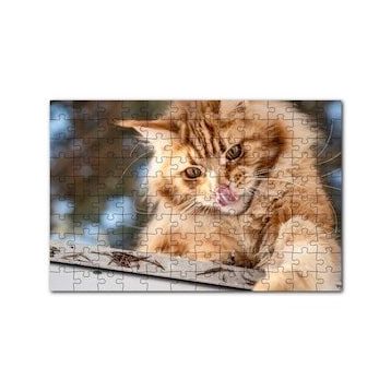 Cakapuzzle Yalanan Sarı Sevimli Kedi 120 Parça Ahşap Puzzle