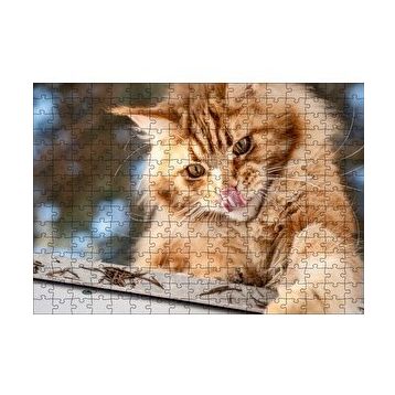 Cakapuzzle Yalanan Sarı Sevimli Kedi 120 Parça Ahşap Puzzle