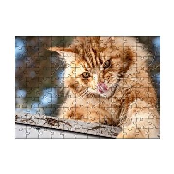 Cakapuzzle Yalanan Sarı Sevimli Kedi 120 Parça Ahşap Puzzle