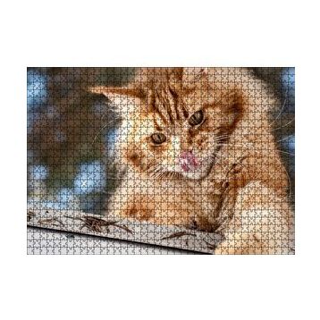 Cakapuzzle Yalanan Sarı Sevimli Kedi 120 Parça Ahşap Puzzle