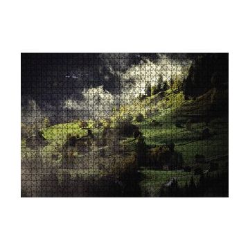 Cakapuzzle Yamaçlardaki Sisli Köy 120 Parça Ahşap Puzzle