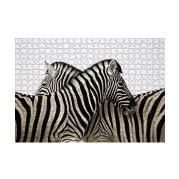 Cakapuzzle Yanyana Bir Çift Zebra 120 Parça Ahşap Puzzle