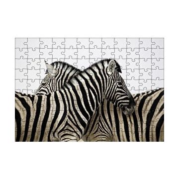 Cakapuzzle Yanyana Bir Çift Zebra 120 Parça Ahşap Puzzle