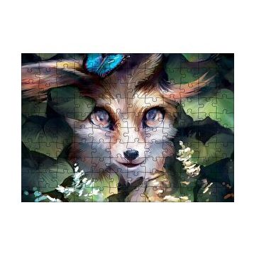 Cakapuzzle Yaprakların Arasındaki Sevimli Tilki 120 Parça Ahşap Puzzle
