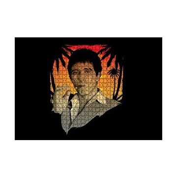 Cakapuzzle Yaralı Yüz Tony Montana Puro İçiyor 120 Parça Ahşap Puzzle