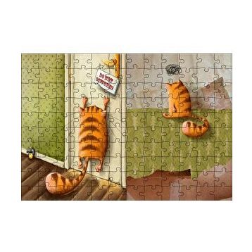 Cakapuzzle Yaramaz Kedi Rahatsız Etmeyin Yazılı 120 Parça Ahşap Puzzle