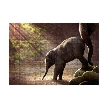 Cakapuzzle Yavru Fil Nehir ve Güneş Işınları 255 Parça Puzzle