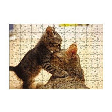 Cakapuzzle Yavru Kedi Anne Sevgisi 120 Parça Ahşap Puzzle
