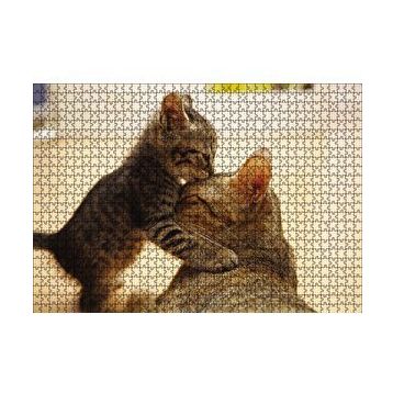 Cakapuzzle Yavru Kedi Anne Sevgisi 120 Parça Ahşap Puzzle