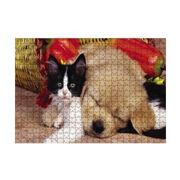 Cakapuzzle Yavru Kedi Köpek 120 Parça Ahşap Puzzle