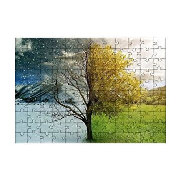 Cakapuzzle Yaz ve Kış Bir Arada 120 Parça Ahşap Puzzle