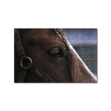 Cakapuzzle Yelesi Örülü Kahverengi At Yakın Çekim 120 Parça Ahşap Puzzle