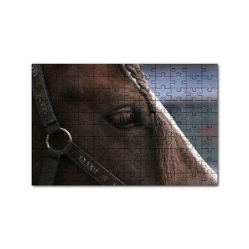 Cakapuzzle Yelesi Örülü Kahverengi At Yakın Çekim 120 Parça Ahşap Puzzle