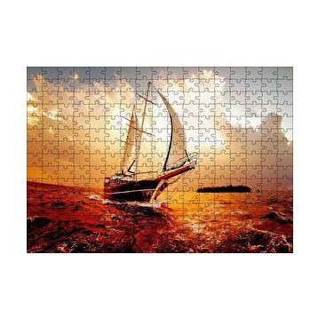 Cakapuzzle Yelkenli Gemi Dalgalı Deniz Bulutlu Gök Görseli 120 Parça Ahşap Puzzle