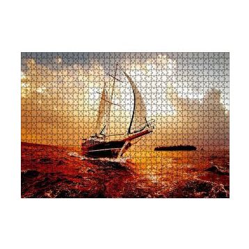 Cakapuzzle Yelkenli Gemi Dalgalı Deniz Bulutlu Gök Görseli 120 Parça Ahşap Puzzle