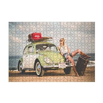 Cakapuzzle Yeşil Beyaz Vosvos ve Gezgin Kız 120 Parça Ahşap Puzzle